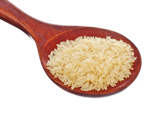 Image showing white rice in wooden spoon