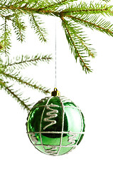 Image showing decoration ball on fir branch