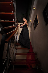 Image showing 	aristocratic lady on stairs