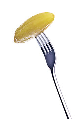 Image showing Dill Pickle on Fork