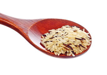 Image showing rice blend in wooden spoon