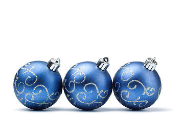 Image showing three blue decoration balls