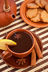 Image showing tea with cinnamon sticks and star anise