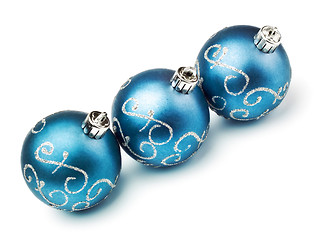 Image showing three blue decoration balls