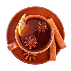 Image showing tea with cinnamon sticks and star anise