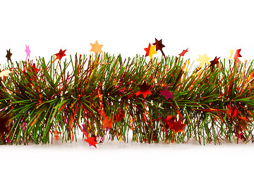 Image showing christmas tinsel garland with stars