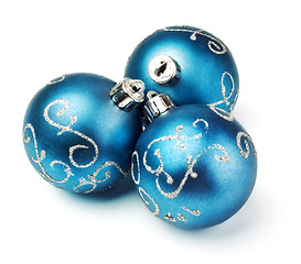 Image showing three blue decoration balls