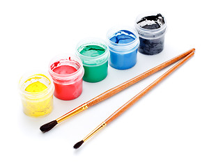 Image showing Paint Cans and Brushes
