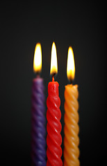 Image showing Three Candles On Black