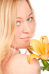 Image showing Beautiful Young Woman With Lily Flower