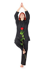 Image showing Wushu Woman With Red Rose