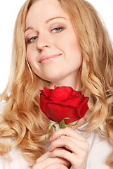 Image showing Beautiful Young Woman With Red Rose