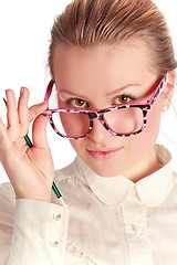 Image showing teacher in funny eyeglasses