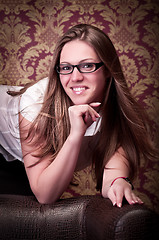 Image showing smiling girl in apartments