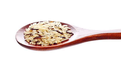 Image showing rice blend in wooden spoon