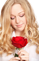 Image showing Beautiful Young Woman With Red Rose