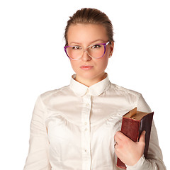 Image showing strict teacher with big book