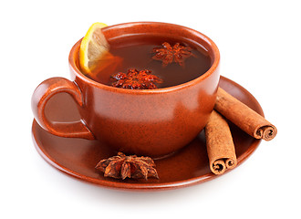 Image showing tea with cinnamon sticks and star anise