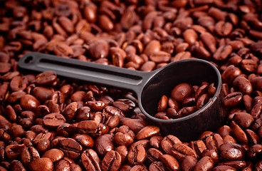 Image showing Coffee Beans and Measuring Spoon