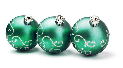 Image showing three green decoration balls