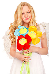Image showing Angel Blond With Funny Flowers