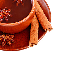 Image showing tea with cinnamon sticks and star anise