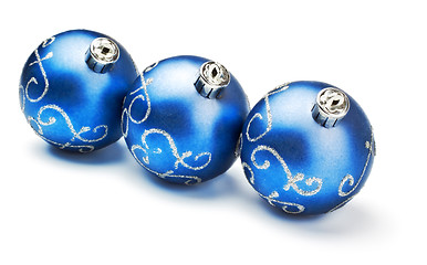 Image showing three blue decoration balls