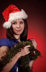 Image showing christmas girl in santa hat