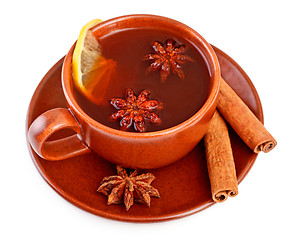 Image showing tea with cinnamon sticks and star anise