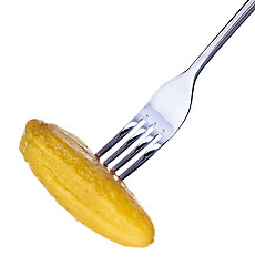 Image showing Dill Pickle on Fork