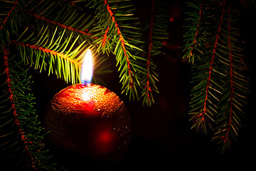 Image showing candle and fir branches