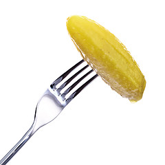 Image showing Dill Pickle on Fork