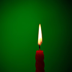 Image showing Candle On Green