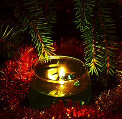 Image showing candles and fir branches