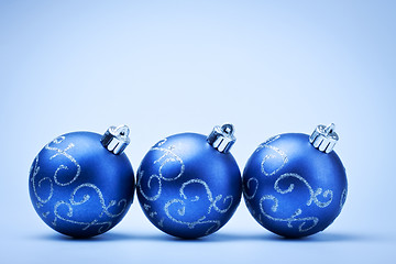 Image showing three blue decoration balls