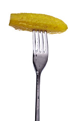 Image showing Dill Pickle on Fork