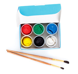 Image showing Paint Box and Brushes