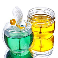 Image showing green and yellow gel candles