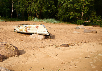 Image showing Beach With Old Boat