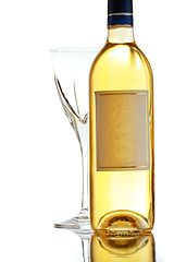 Image showing glass and bottle of white wine