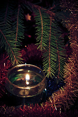 Image showing candles and fir branches