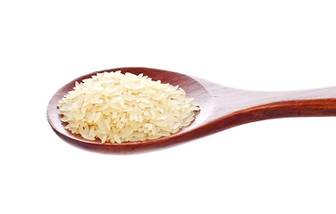 Image showing white rice in wooden spoon