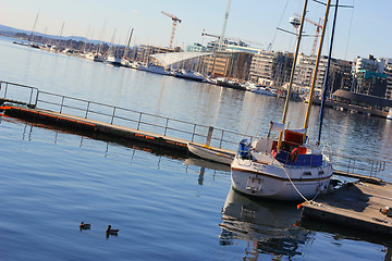 Image showing Boat piers at Aker Brygge