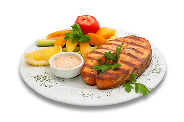 Image showing grilled sturgeon fish with vegetables