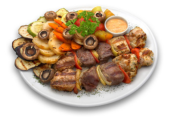 Image showing assorted  kebab: veal, chicken and pork