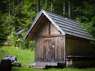 Image showing Old house with solar array