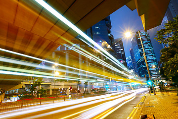 Image showing futuristic urban city with car light