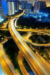 Image showing Highway at night in modern city