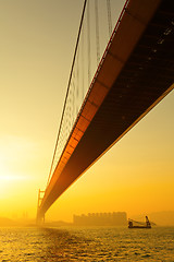 Image showing tsing ma bridge in sunset