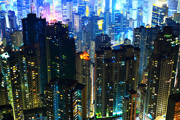 Image showing Hong Kong with crowded buildings at night